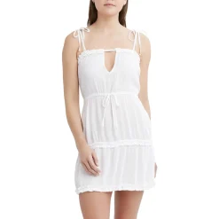 Ruffled Cinch Waist Sleeveless Dress Swim Cover-Up