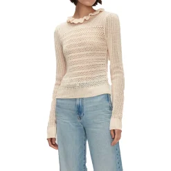 Ruffled Cotton Pullover Sweater