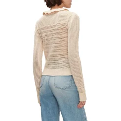 Ruffled Cotton Pullover Sweater