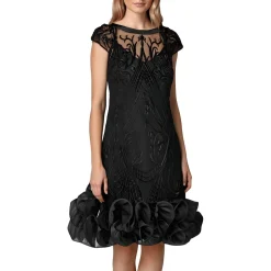 Ruffled Mesh Shift Dress