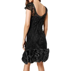 Ruffled Mesh Shift Dress