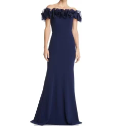 Ruffled Off The Shoulder Full Length Gown