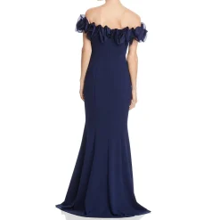 Ruffled Off The Shoulder Full Length Gown