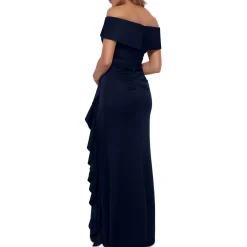 Ruffled Off-The-Shoulder Evening Dress