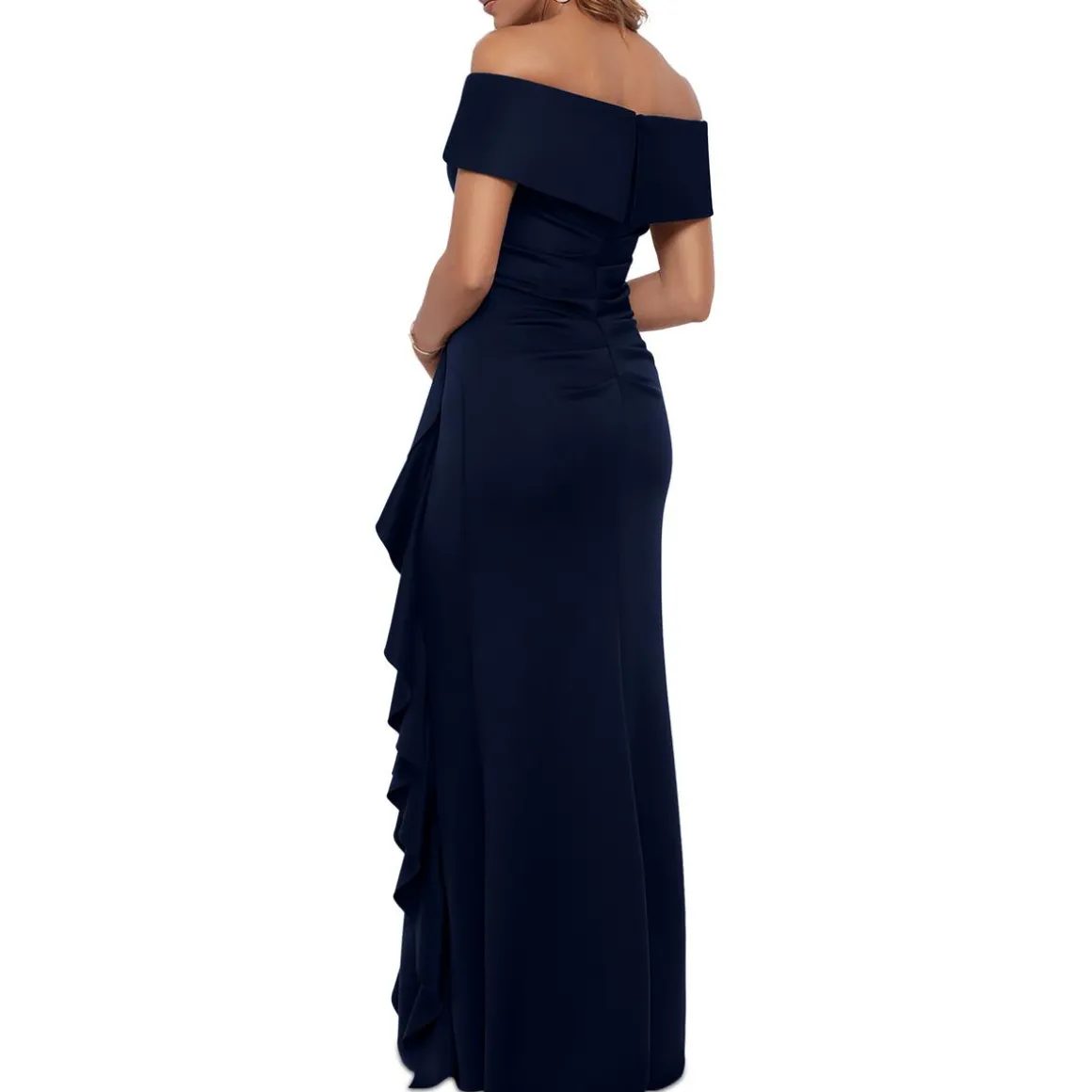 Ruffled Off-The-Shoulder Evening Dress