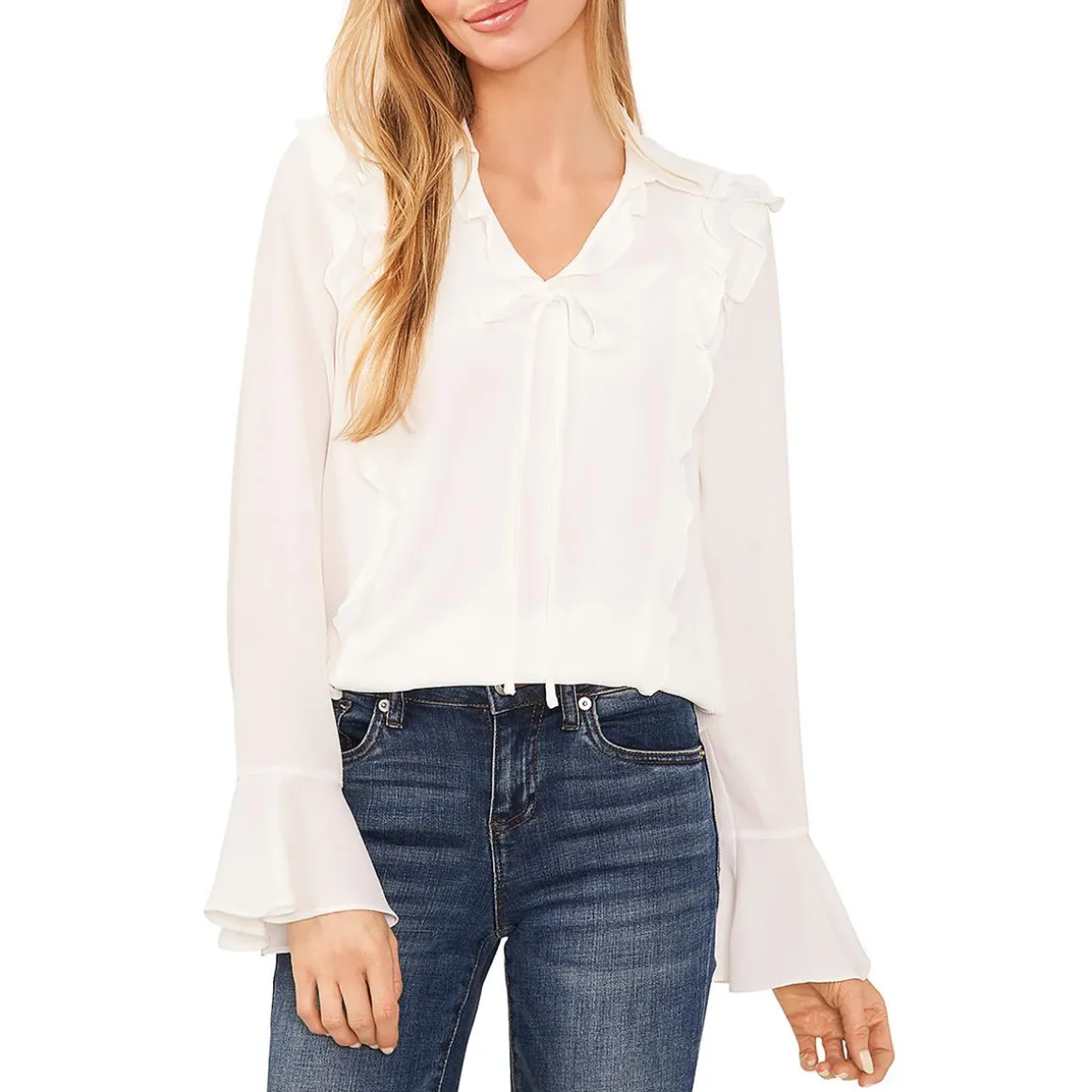Ruffled Tie Neck Blouse