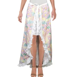 Ruffled Trim Embroidered Wrap Skirt