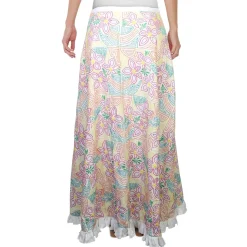 Ruffled Trim Embroidered Wrap Skirt