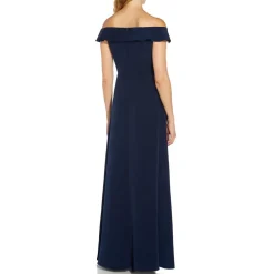 Ruffled Trim Maxi Evening Dress
