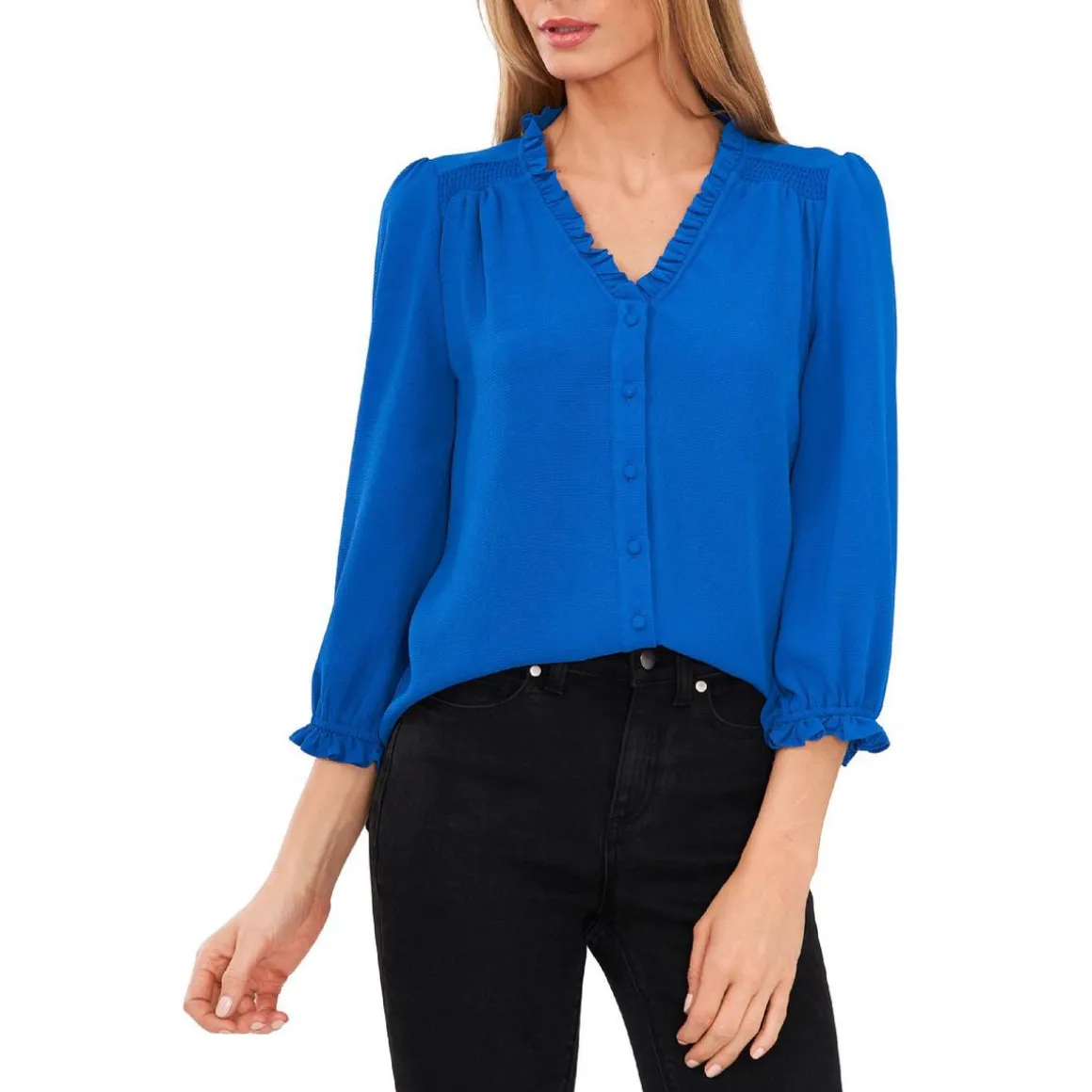 Ruffled V-Neck Blouse