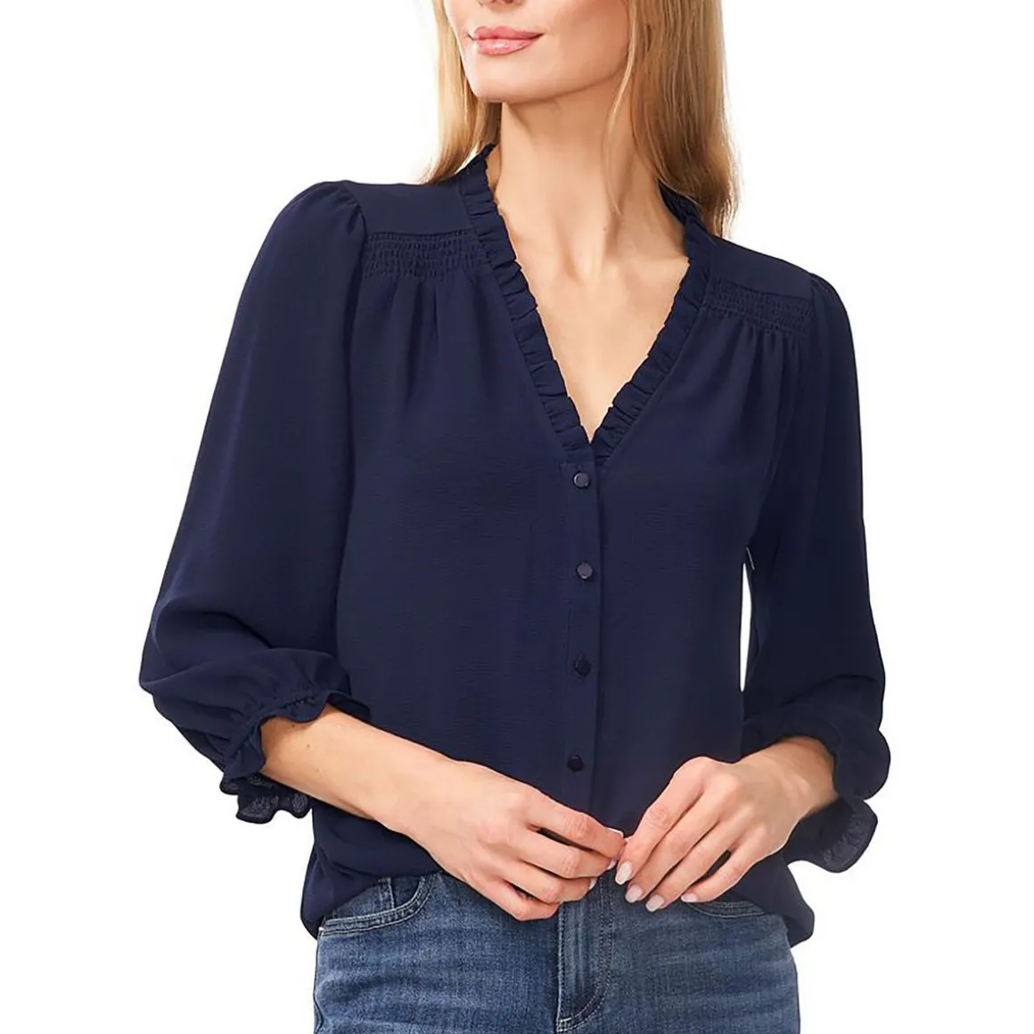 Ruffled V-Neck Blouse