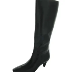 Samey Zipper Faux Leather Knee-High Boots