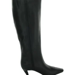 Samey Zipper Faux Leather Knee-High Boots