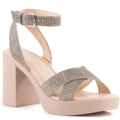 Sand Castle Embellished Leather Block Heel
