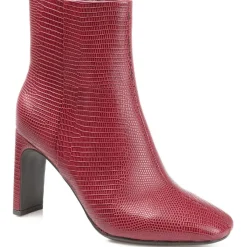 Sarla Faux Leather Embossed Ankle Boots
