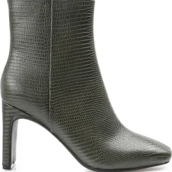 Sarla Faux Leather Embossed Ankle Boots