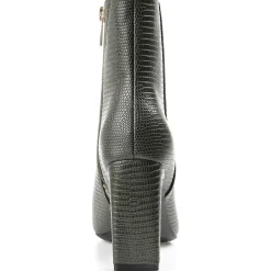 Sarla Faux Leather Embossed Ankle Boots