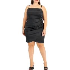 Satin Gathered Bodycon Dress