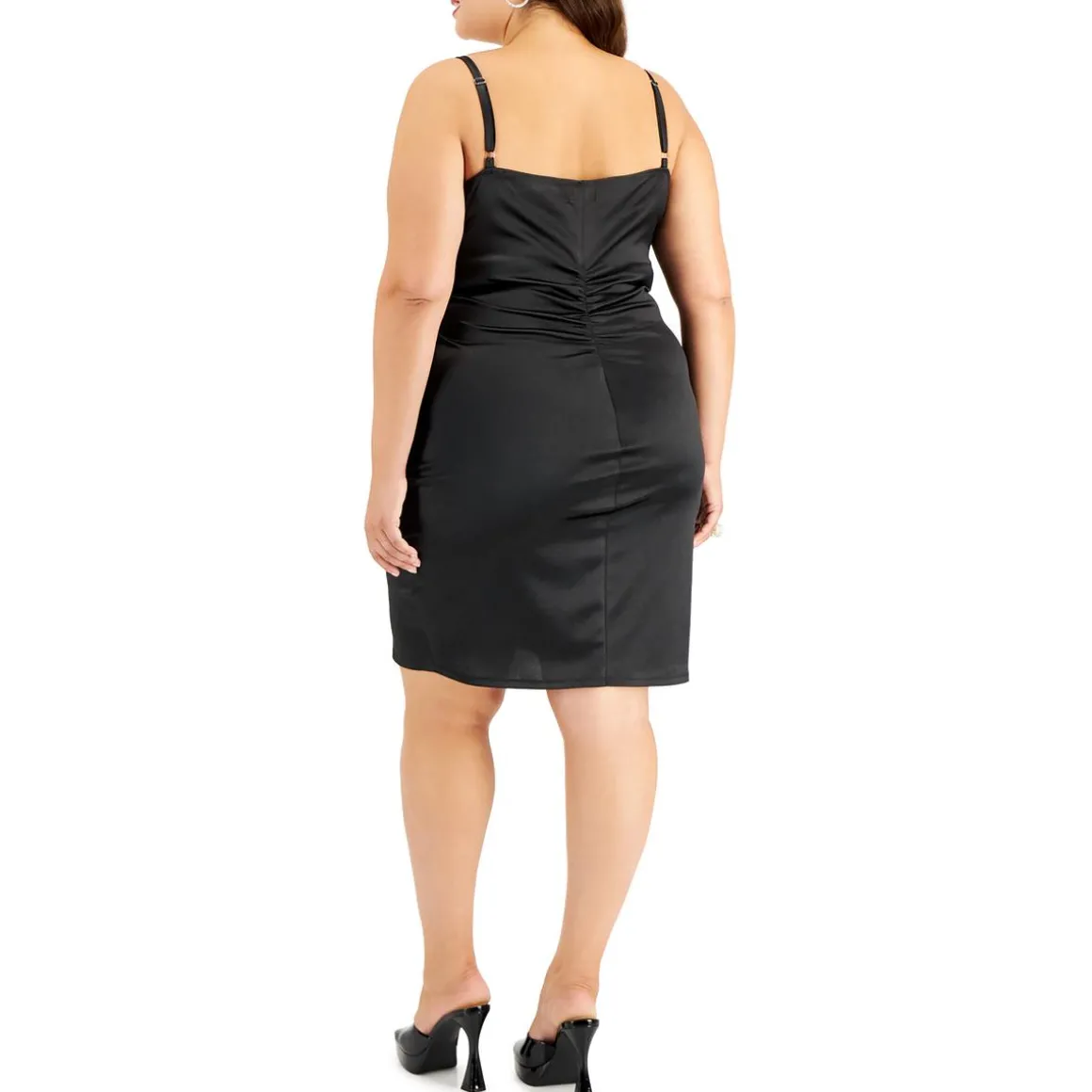 Satin Gathered Bodycon Dress