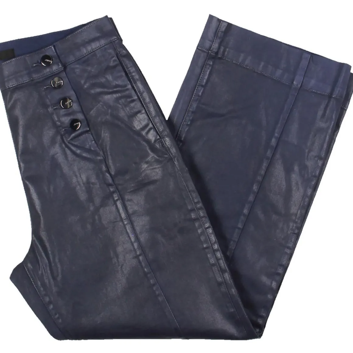 Savannah Mid Rise Button Detail Wide Leg Jeans