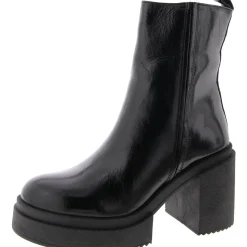 Sawyer Patent Leather Block Heel Ankle Boots