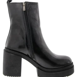 Sawyer Patent Leather Block Heel Ankle Boots