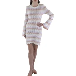 Scallop Hem Boat Neck Sweaterdress