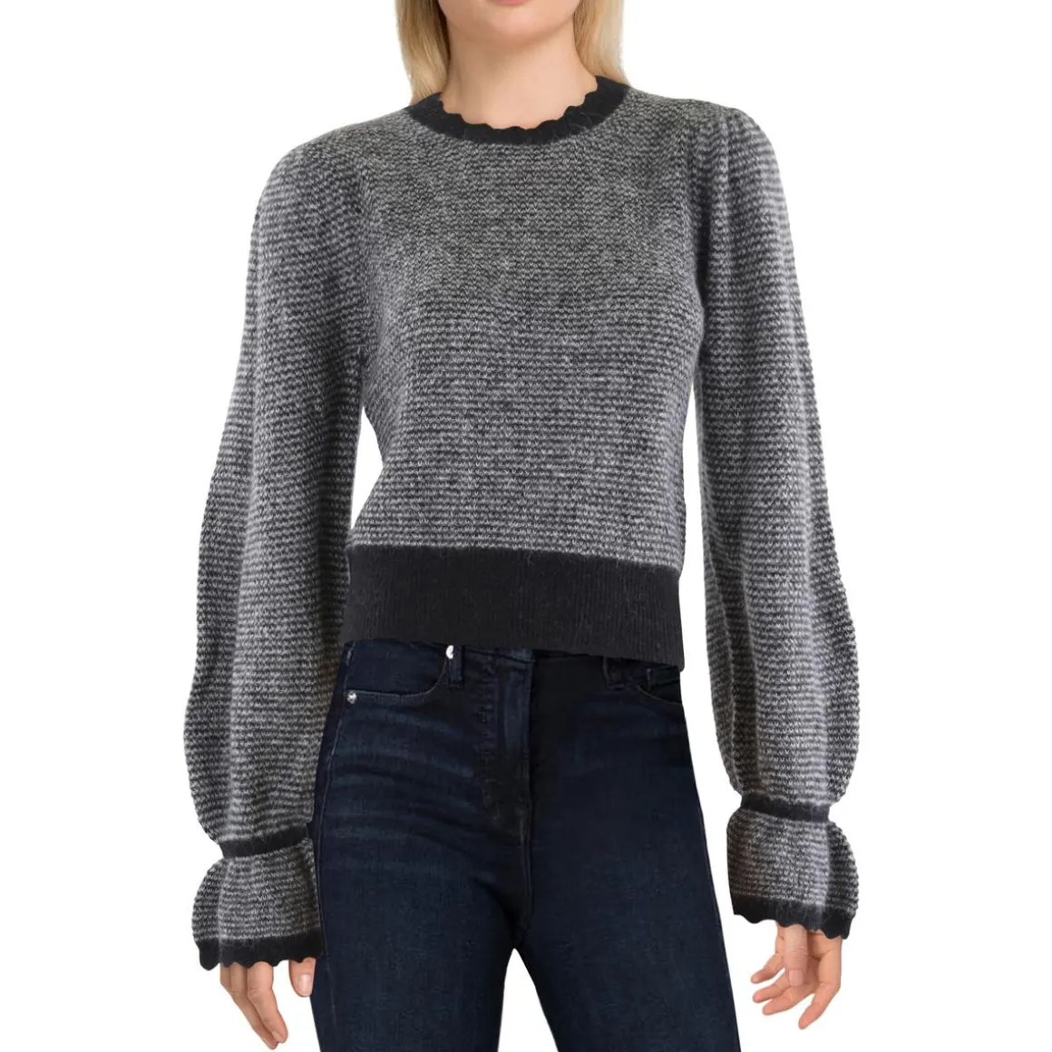 Scalloped Knit Pullover Sweater