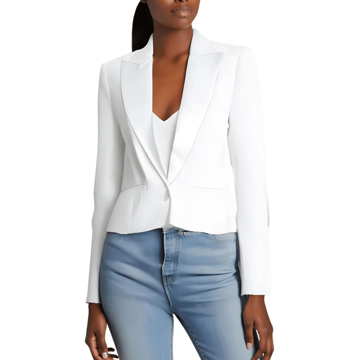 Scarlet Sequined Tweed One-Button Blazer