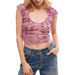 Scoop Neck Ruffled Cropped