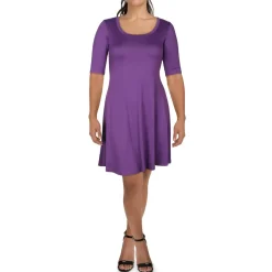 Scoopneck Elbow Sleeve Maternity Dress