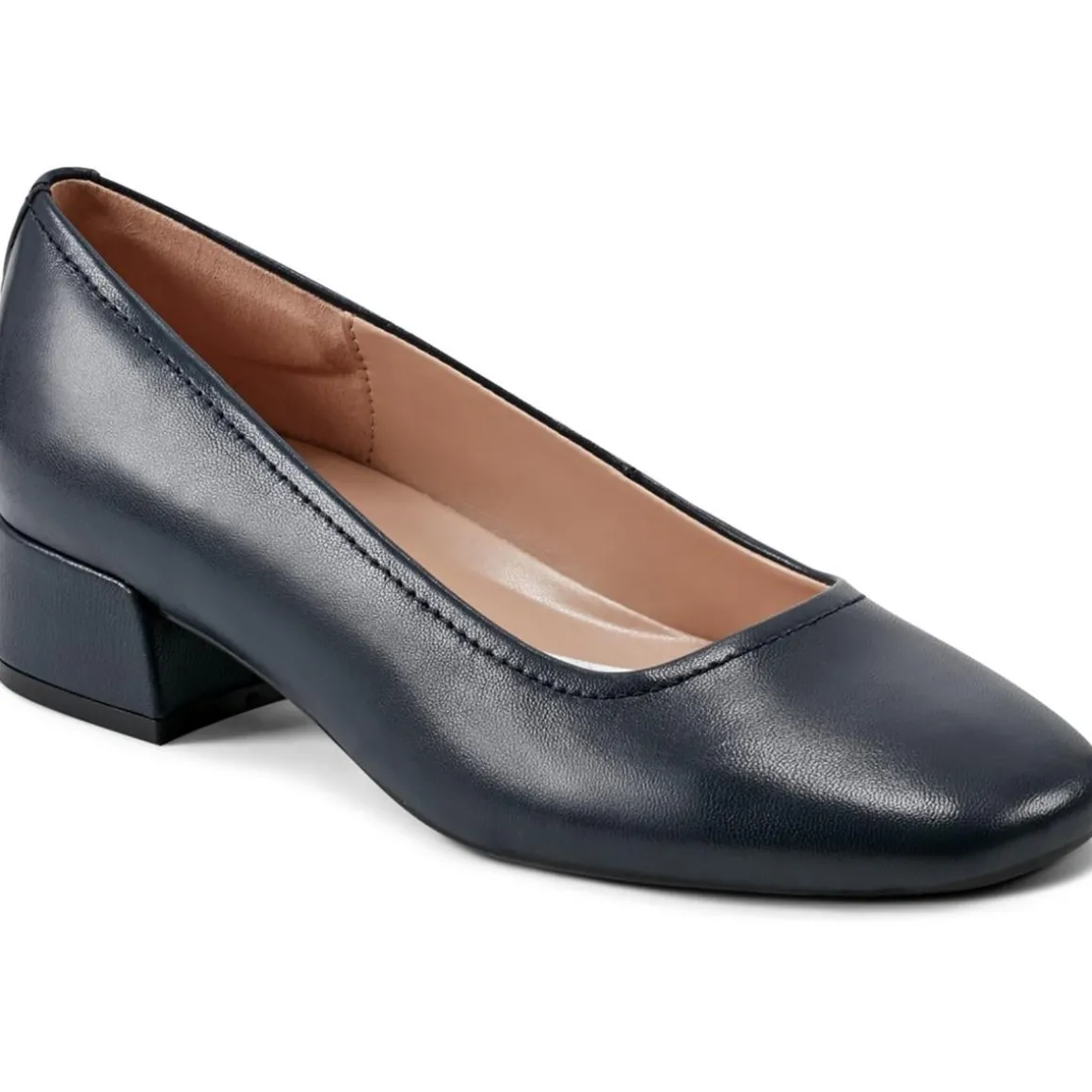 SEJAIN Padded Insole Leather Block Heels