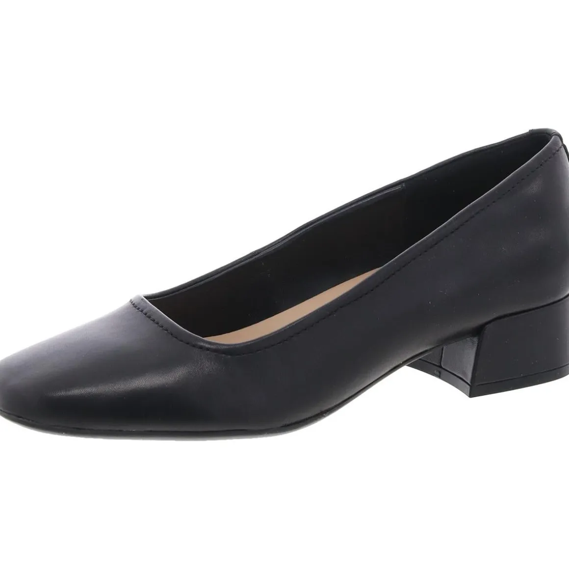 SEJAIN Padded Insole Leather Block Heels