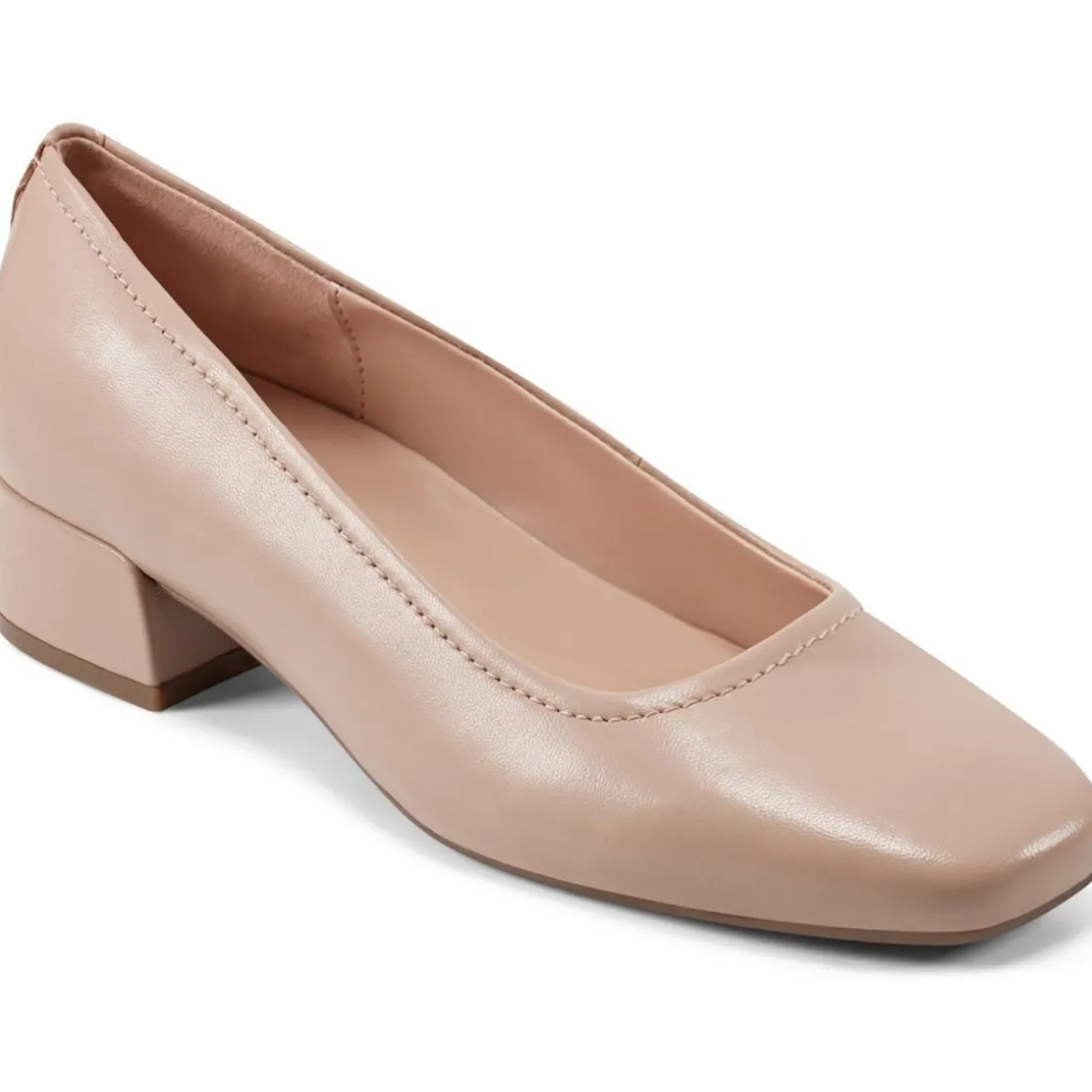 SEJAIN Padded Insole Leather Block Heels