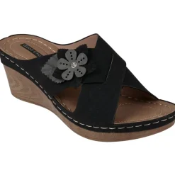 Selly Criss-Cross Front Slip On Wedge Sandals