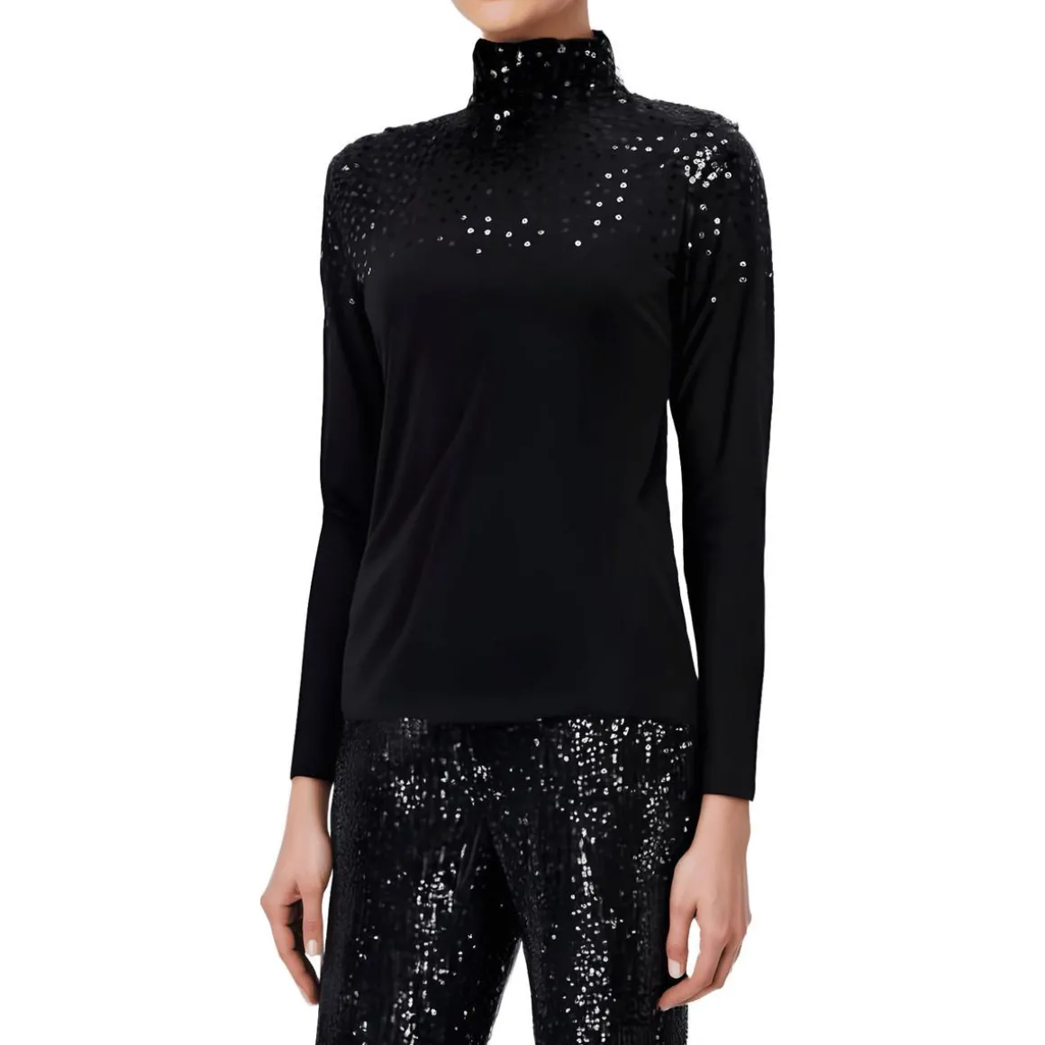 Sequined Turtleneck Top