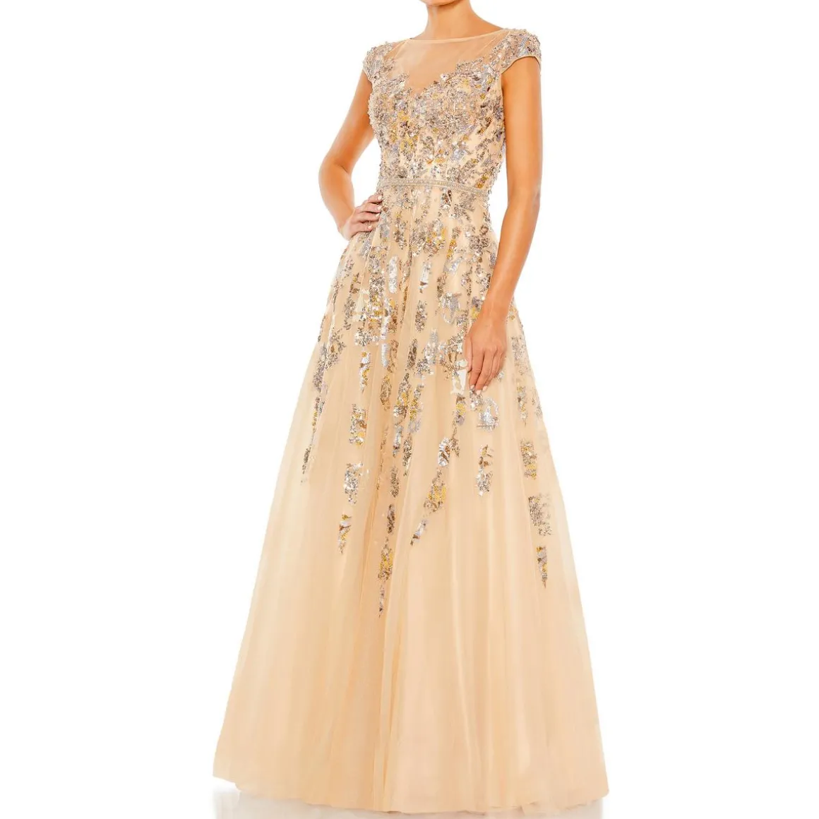 Sequined Crepe Evening Dress