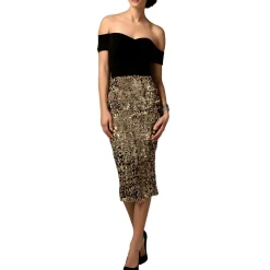 Sequined Knee Length Shift Dress