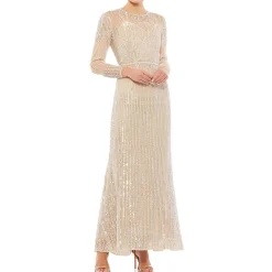 Sequined Long Sleeves Evening Dress