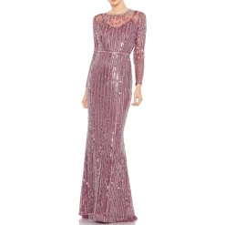 Sequined Long Sleeves Evening Dress
