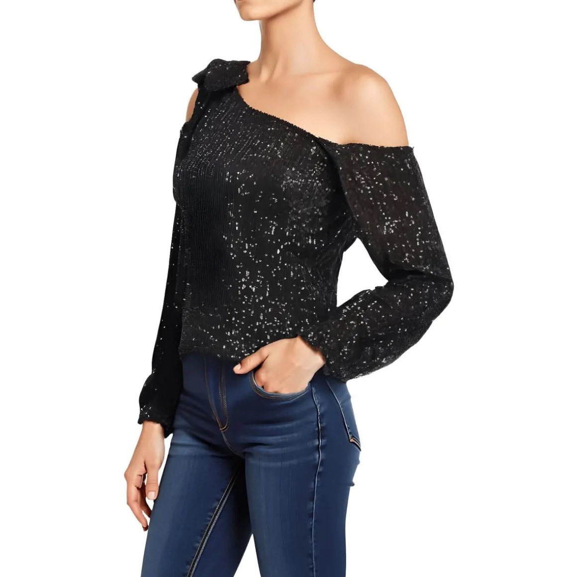 Sequined One Shoulder Blouse