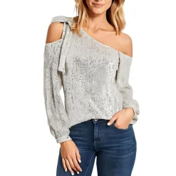 Sequined One Shoulder Blouse