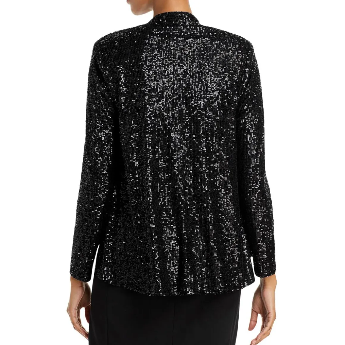 Sequined Open Front Collarless Blazer