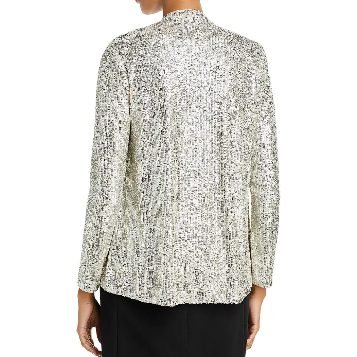 Sequined Open Front Collarless Blazer