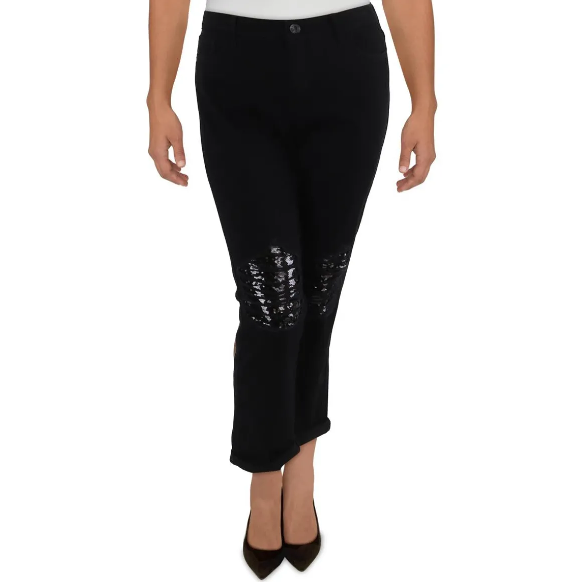 Sequined Ripped Straight Leg Jeans