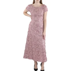 Sequined Rosette Evening Dress