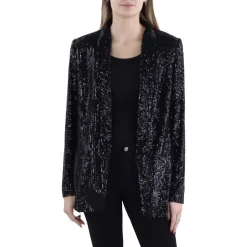 Sequined Special Occasion Open-Front Blazer