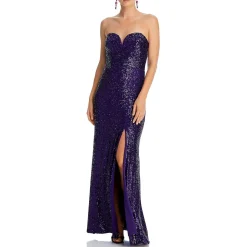 Sequined Strapless Evening Dress