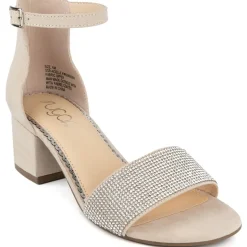 SGRNOELLE4 Faux Suede Rhinestone Block Heel