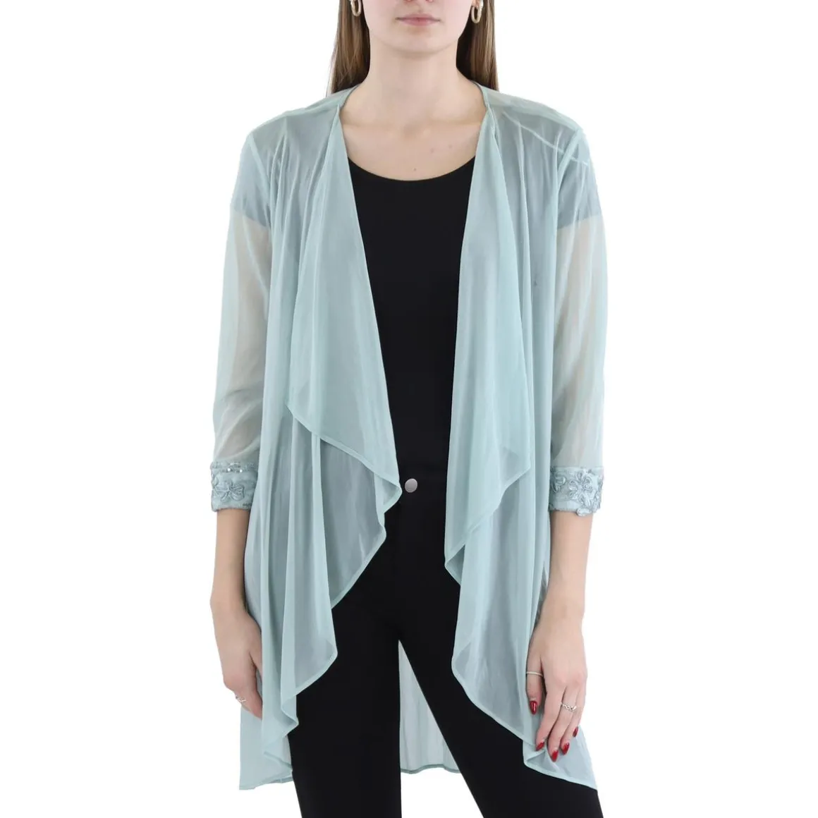 Sheer Lace-Trim Jacket